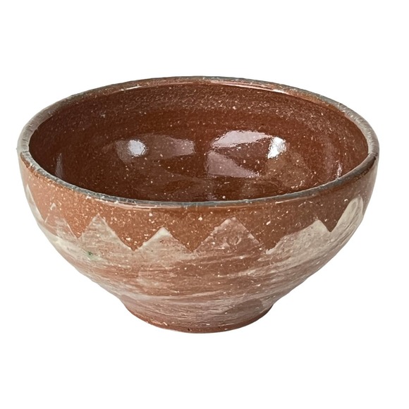 Small Speckled Brown Pottery Bowl with Butterflies in Genuine Gold - Picture 1 of 5